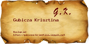 Gubicza Krisztina névjegykártya